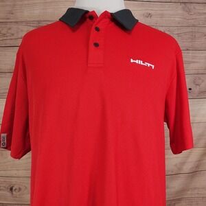 Hilti Tools Polo Shirt Mens 3XL Red Recycled Polyester Breathable Iron Free Knit